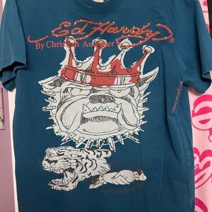 Ed Hardy Blue Graphic T-Shirt
